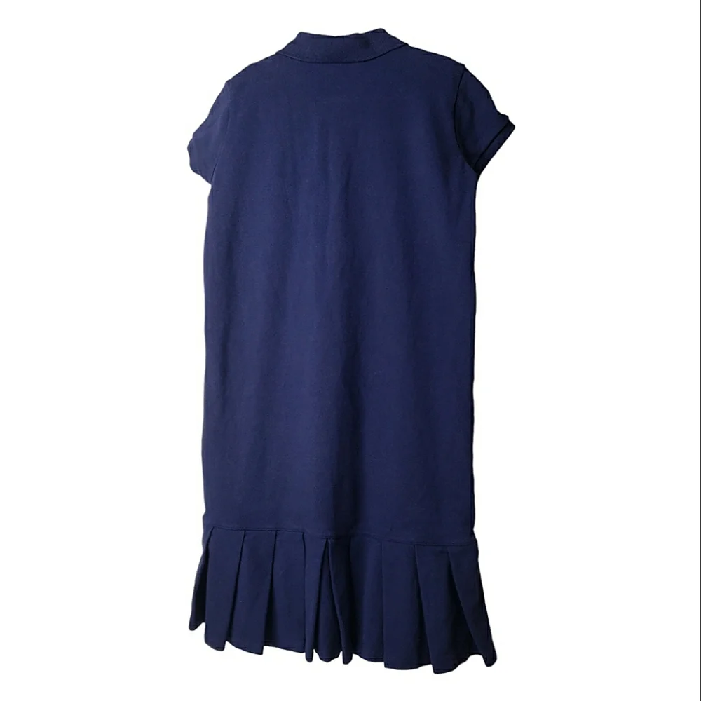 Ralph Lauren Polo Drop Waist Flounce Pop-over Preppy Pleats Sporty Dress Sz L